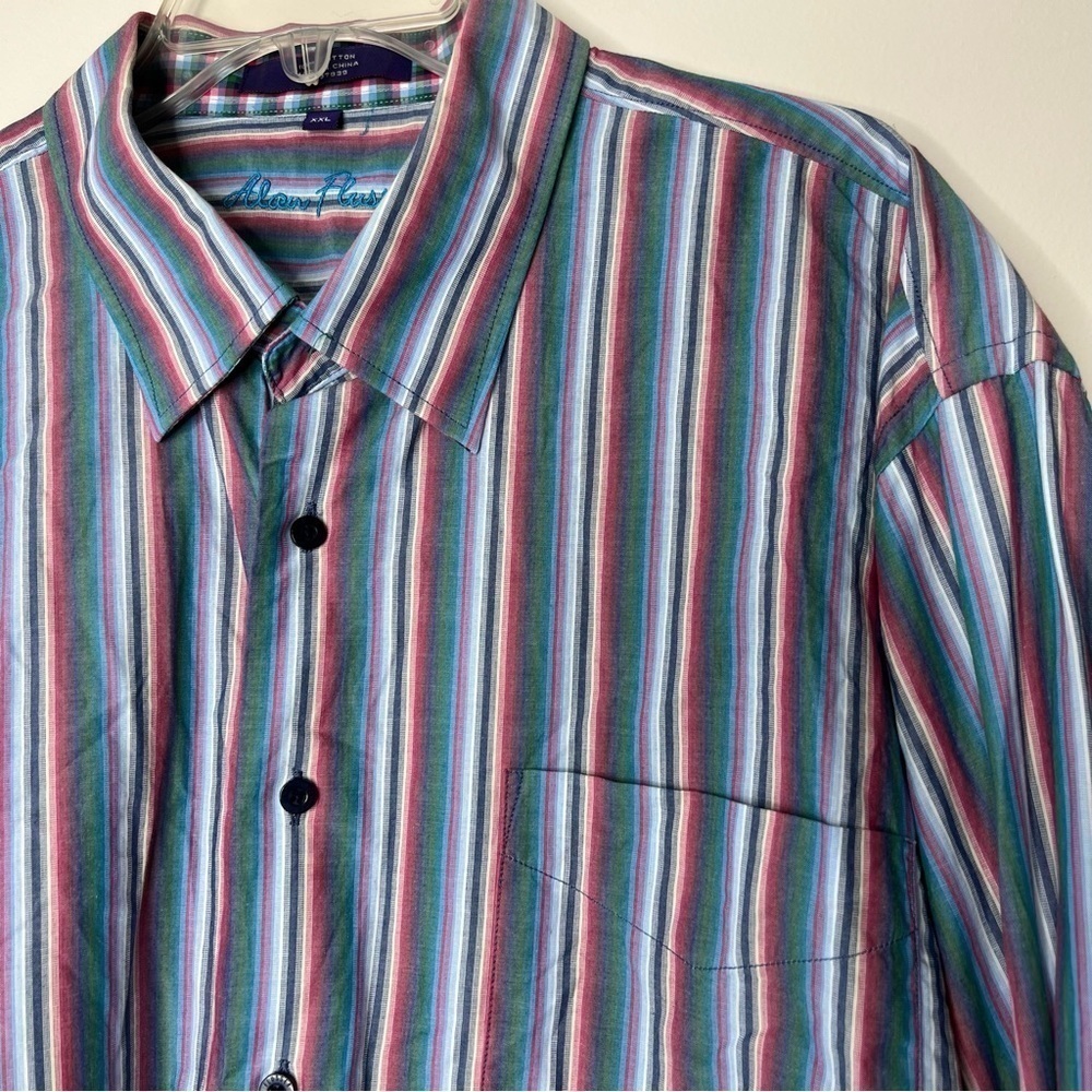 ! Alan Flusser Multicolor Striped Button Down Dress Shirt, - Picture 4 of 5
